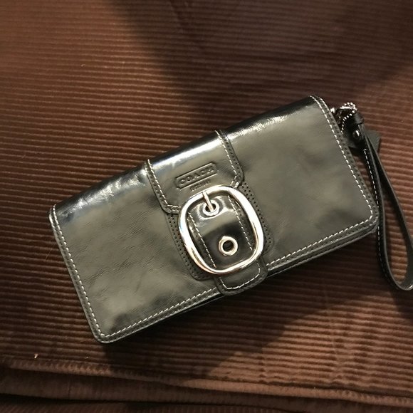 Coach Handbags - Black Coach Bleeker Wrislet, Buckle Detail